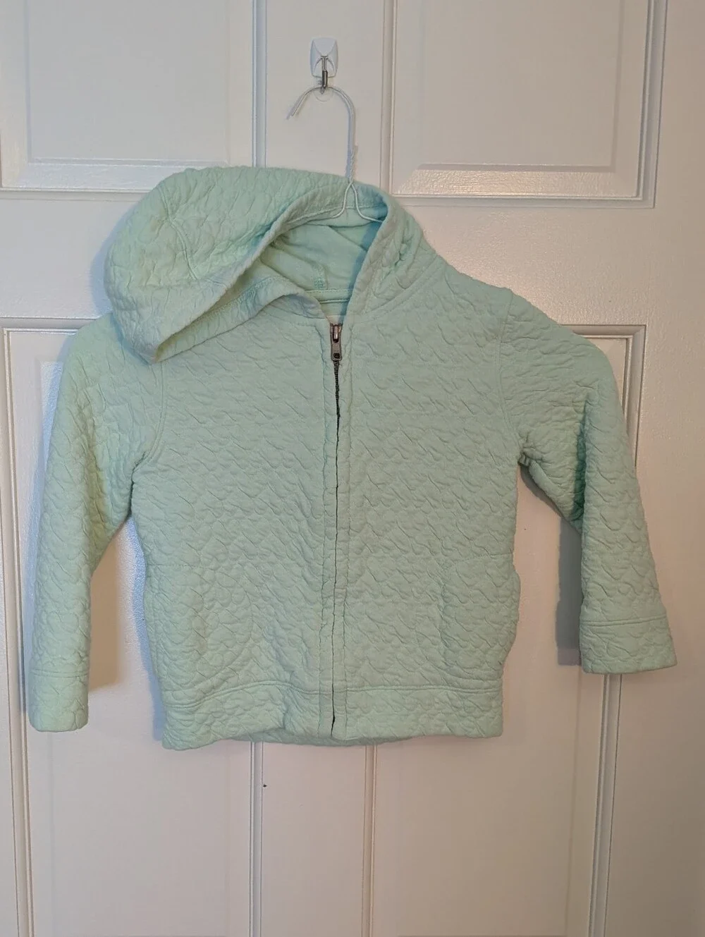 Old Navy Light Green Quilted Zip-Up Hoodie Jacket, size 5T
